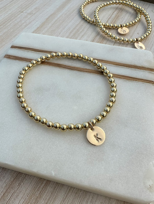 Initial Gold Bead Bracelet