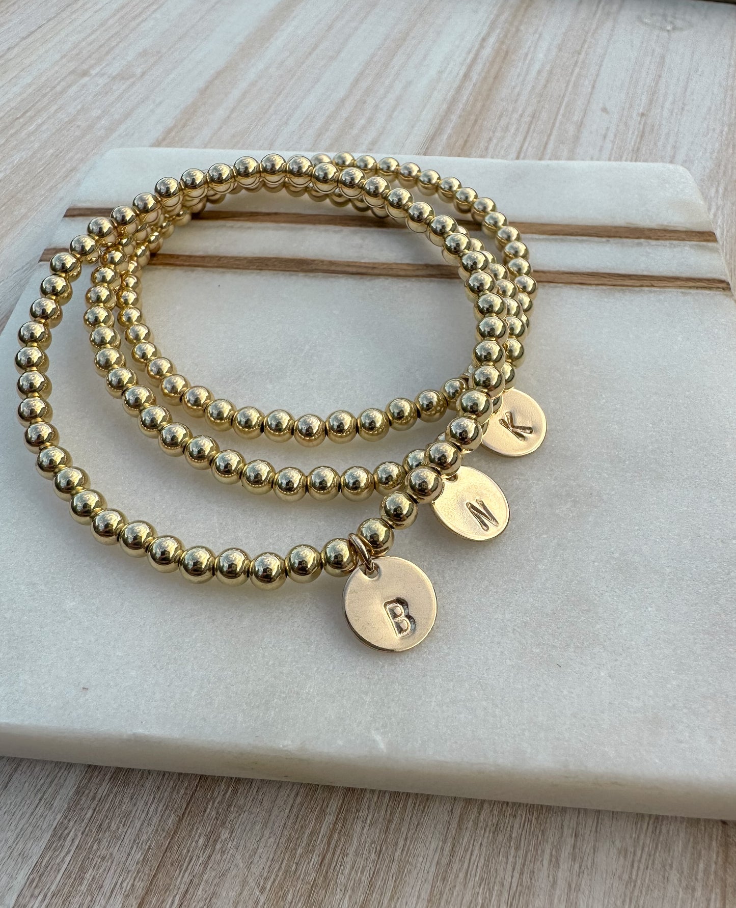 Initial Gold Bead Bracelet