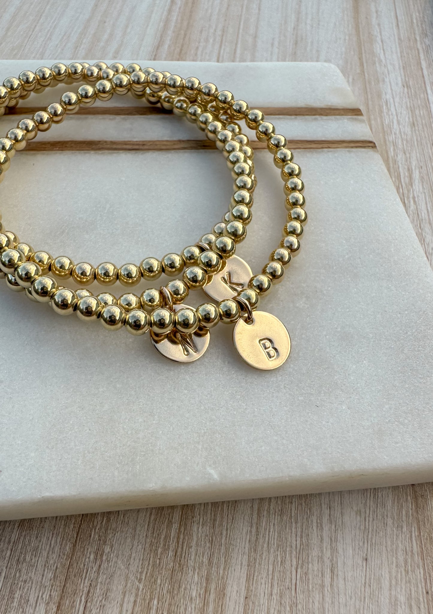 Initial Gold Bead Bracelet