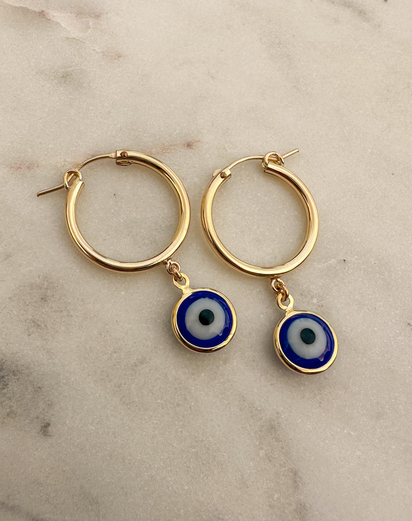 Glass Evil Eye Hoop Earrings