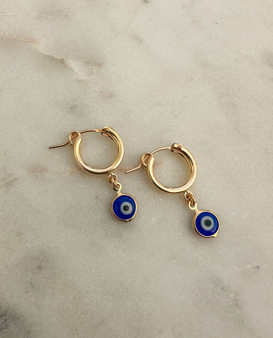 Glass Evil Eye Hoop Earrings