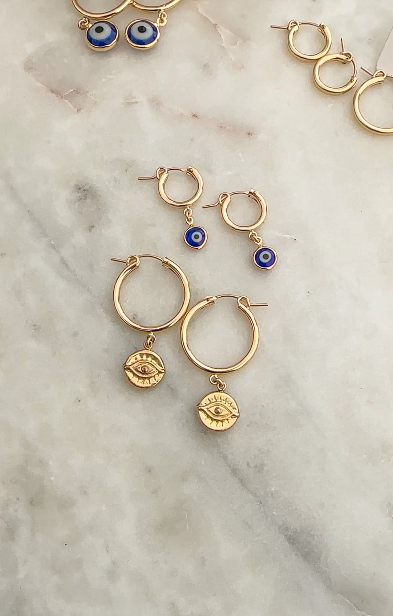 Gold Evil Eye Hoop Earrings