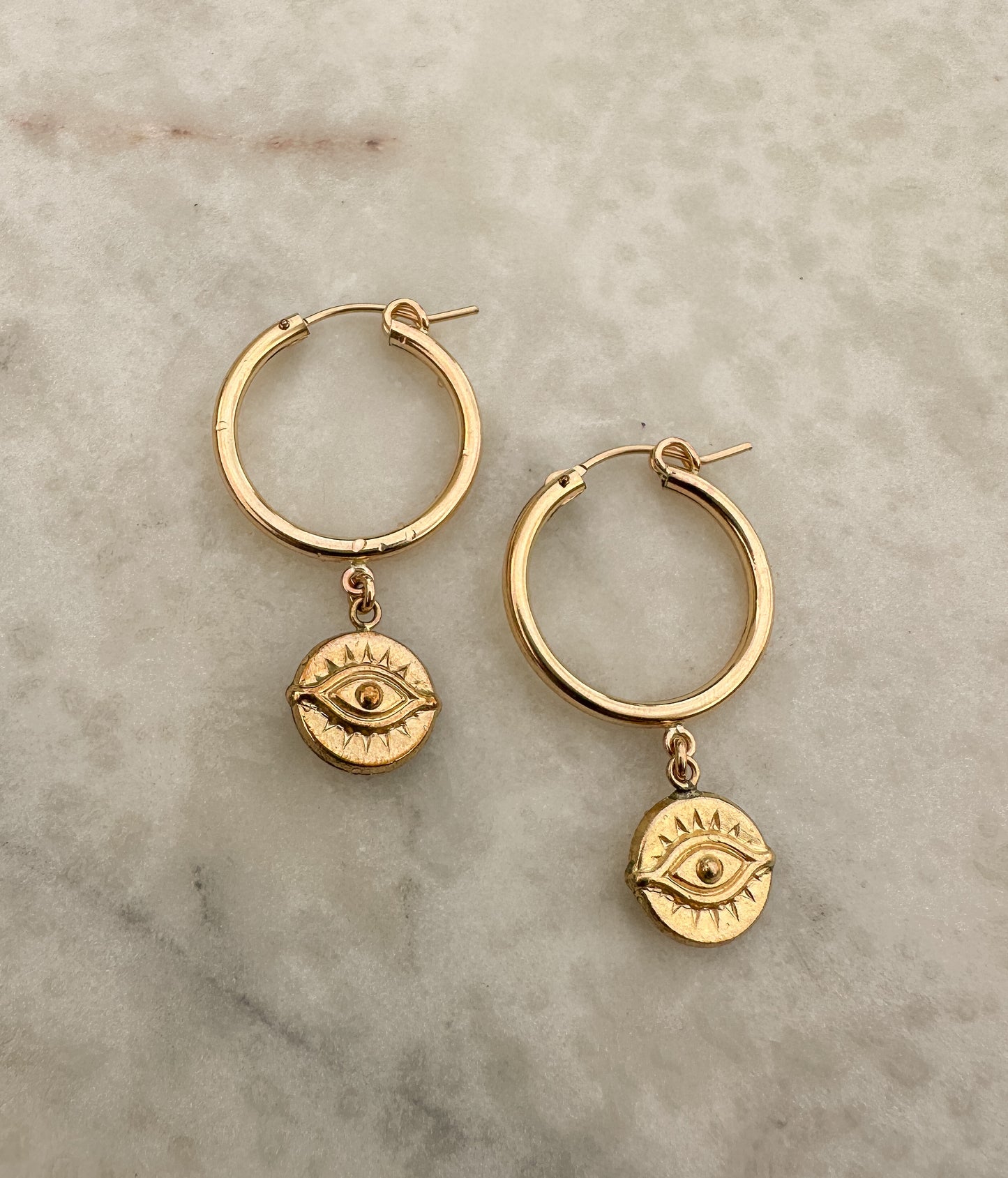 Gold Evil Eye Hoop Earrings