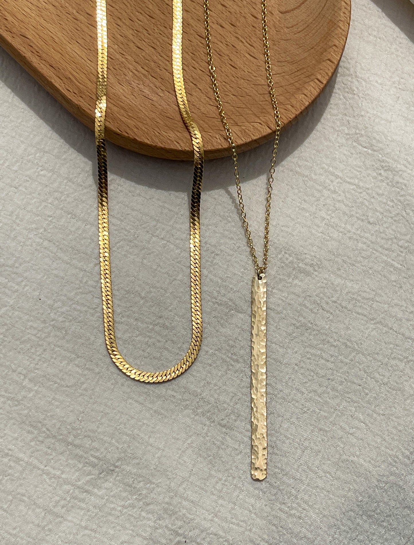 Hammered Long Bar Necklace