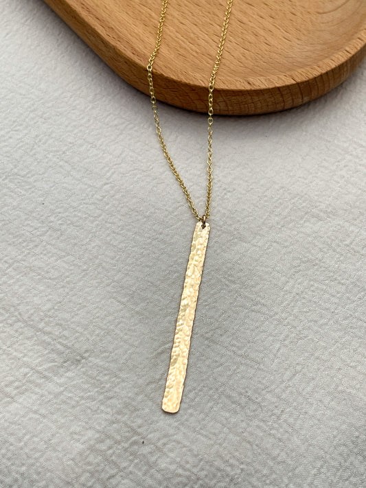 Hammered Long Bar Necklace