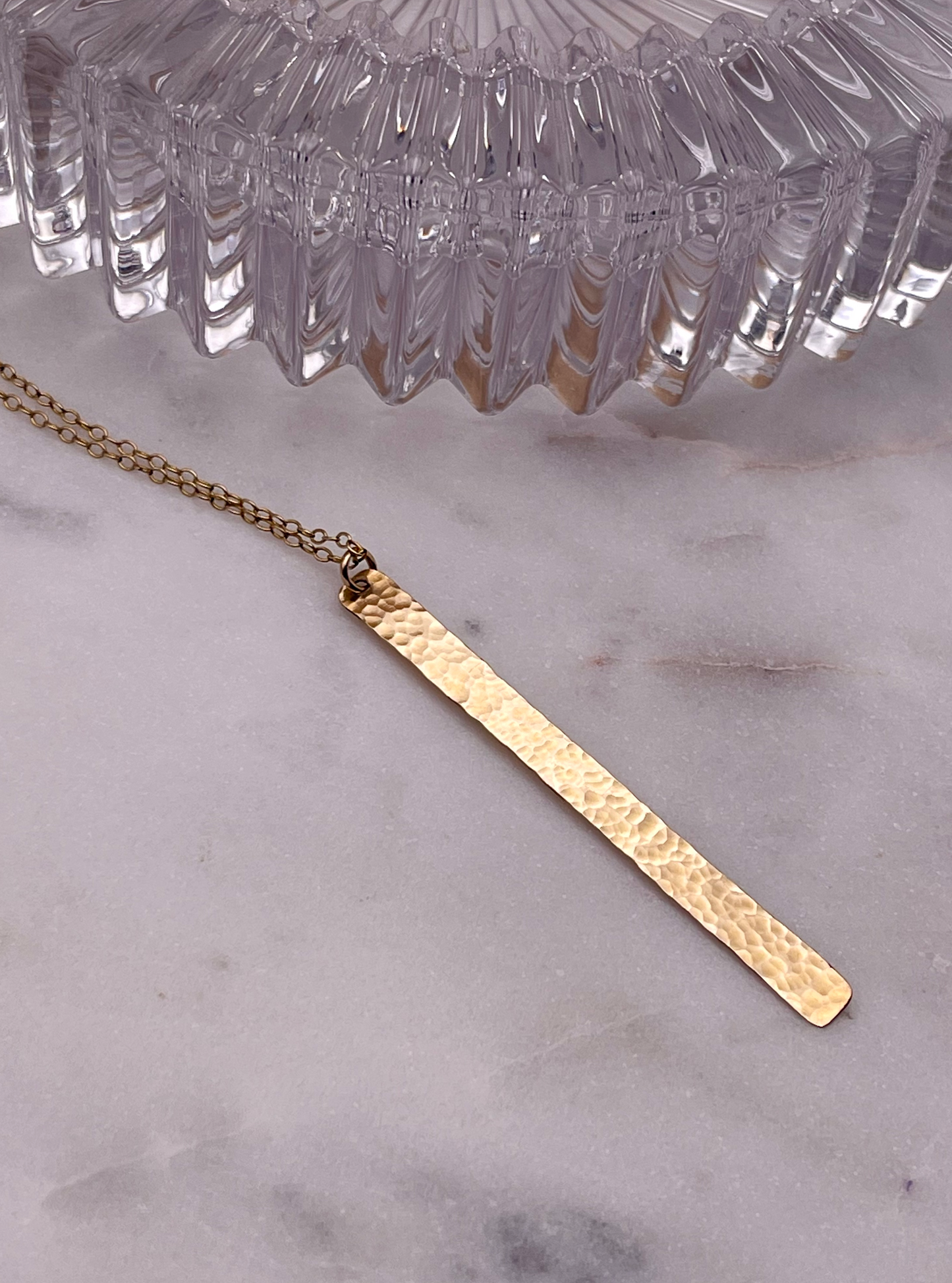 Hammered Long Bar Necklace